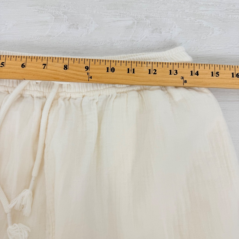 Madewell Double Gauze Wide-Leg Pants S Cream Pull-On Drawstring Beach Cotton - Picture 10 of 15